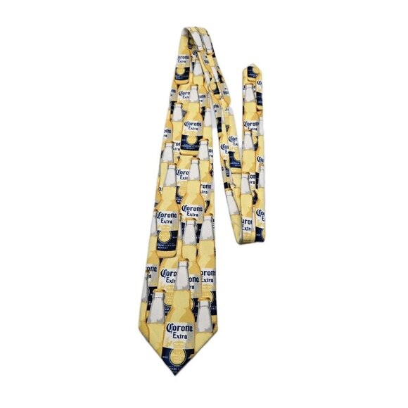 Corona Extra Beer Bottle All Over Print Men's Novelty Necktie Tie Cinco de Mayo - Picture 2 of 6